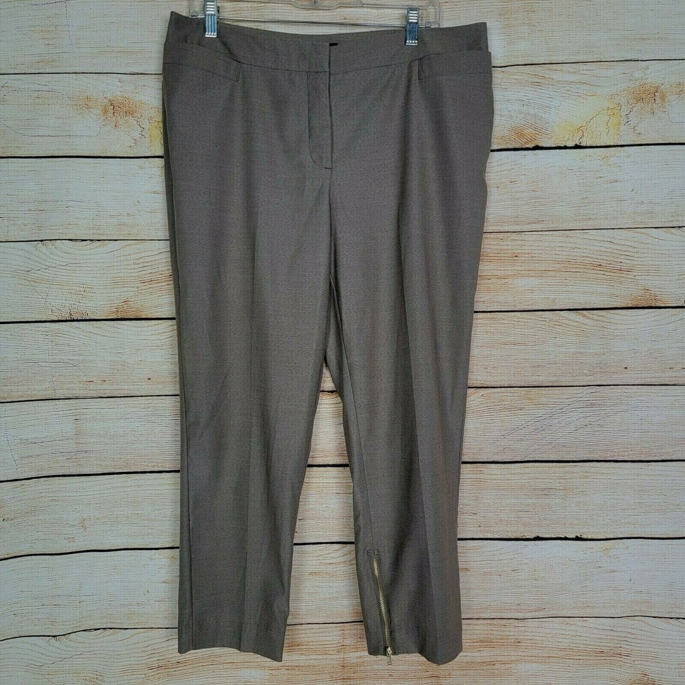 Worthington Womens Cropped Pants Size 12‎ Tan Hem Zippers Career Trousers Work